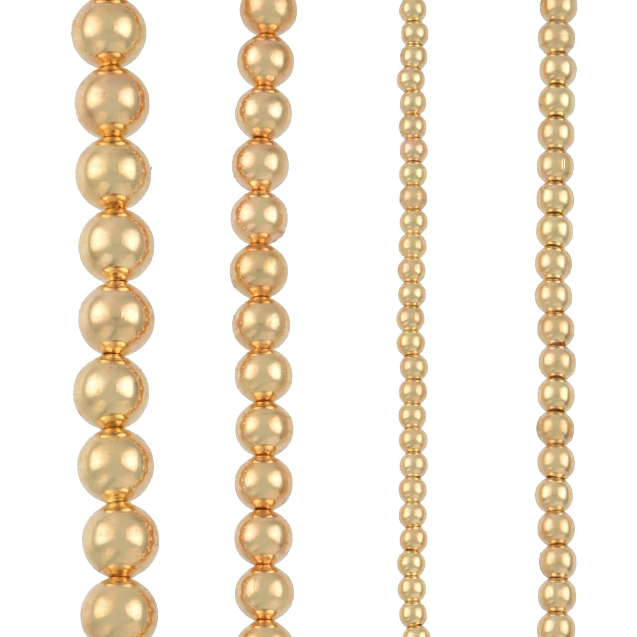 12 Pack: Gold Metal Round Beads Mix, by Bead Landing™